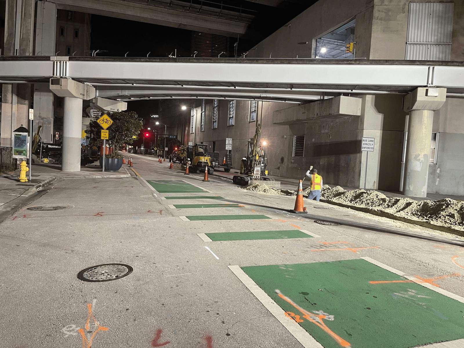 Civil construction field work in an urban utility corridor.